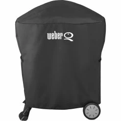 Best Sale ❤️ Weber Grill Cover For Q 100/1000/200/2000 With Rolling Cart 🛒